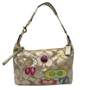 Coach Poppy Signature Sateen Khaki Hobo Bag F17586